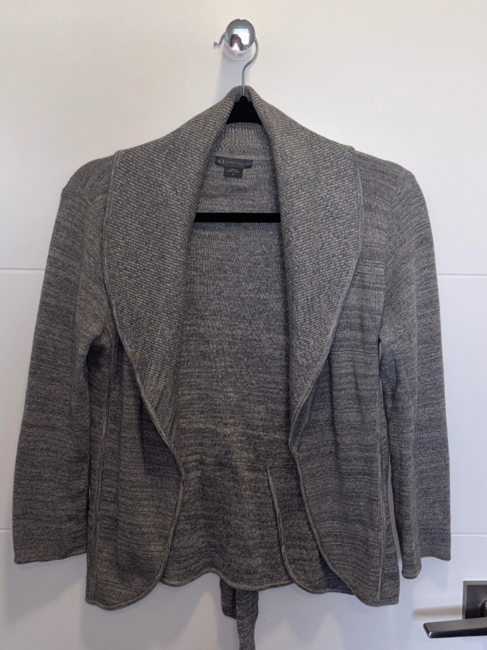 A|X Armani Exchange Gray Shawl Collar Wrap Cardigan Size S